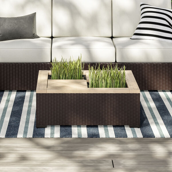 Palm Springs Rattan and Beige Outdoor Coffee Table, image 2