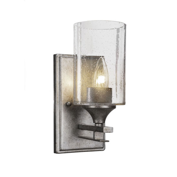 Uptowne Aged Silver Four-Inch One-Light Wall Sconce with Clear Bubble Glass, image 1