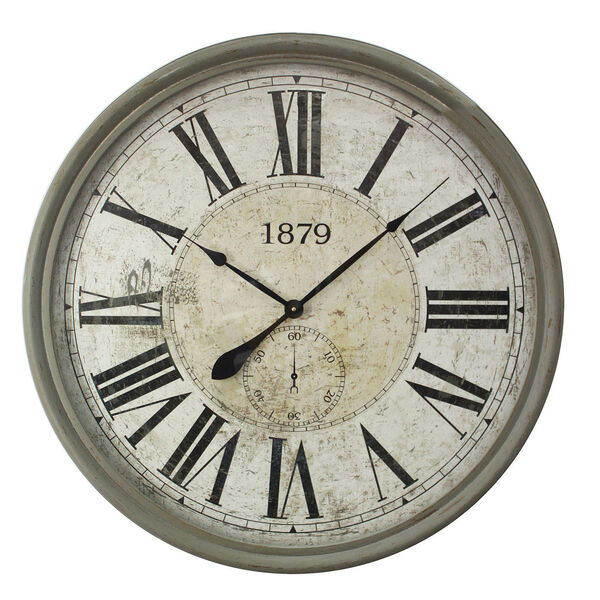 Gray and White Wall Clock, image 1