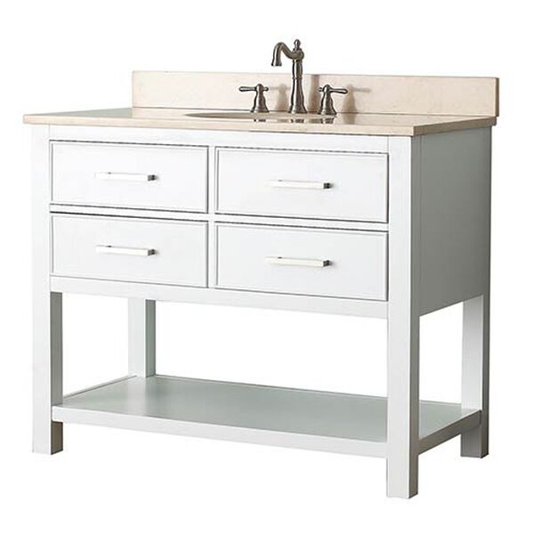 Brooks White 42-Inch Vanity Combo with Galala Beige Marble Top, image 2
