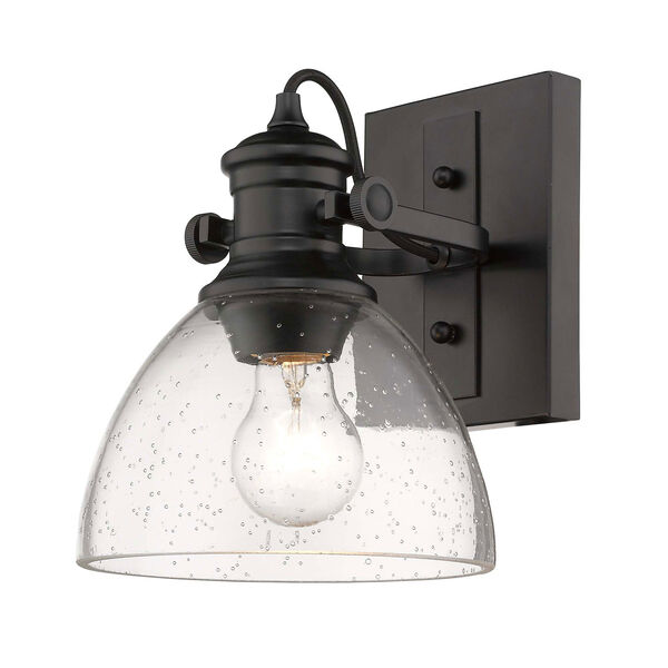 Hines Black One-Light Semi-Flush Mount With Seeded Glass, image 3
