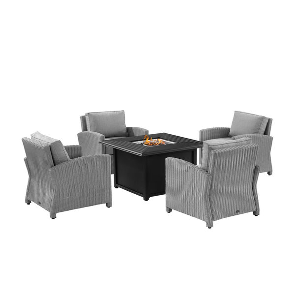 Bradenton Gray Wicker Convers Set with Fire Table, Five-Piece, image 6