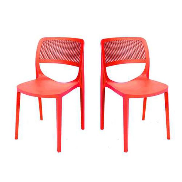 Mila Red Outdoor Stackable Side Chair, Set of Four, image 1