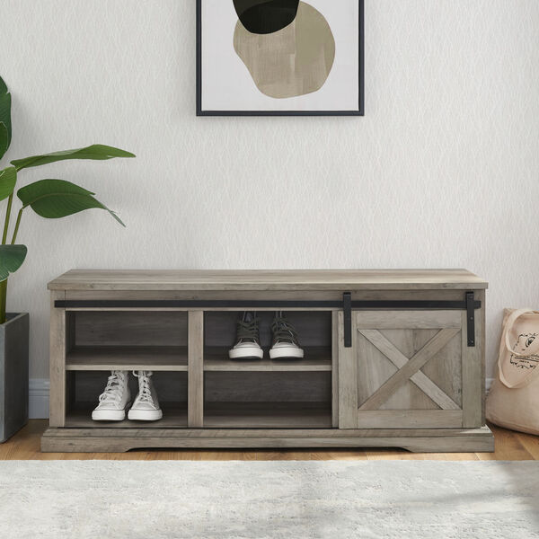 Gray Entry Bench with Storage, image 3