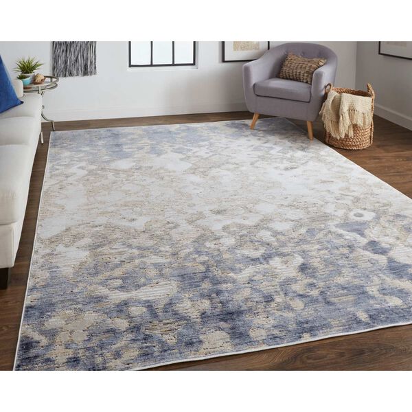 Laina Industrial Gradient Ombre Tan Ivory Blue Area Rug, image 3