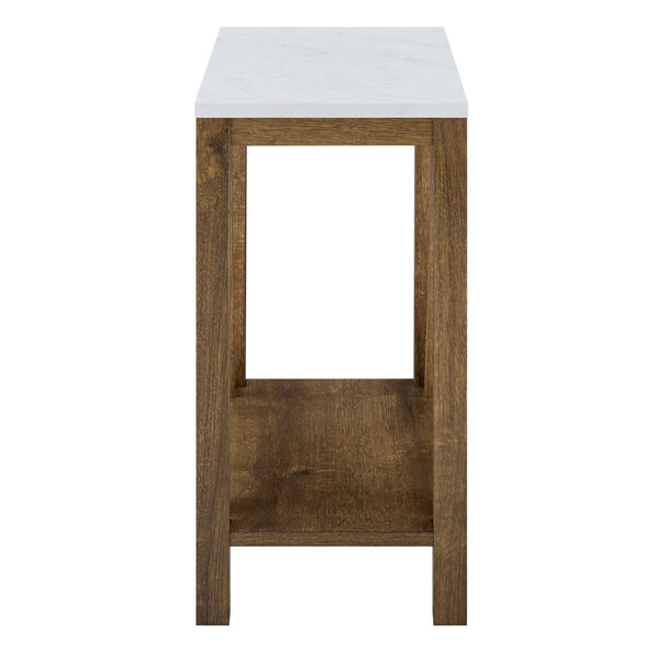 Faux White and Natural Walnut Side Table, image 3
