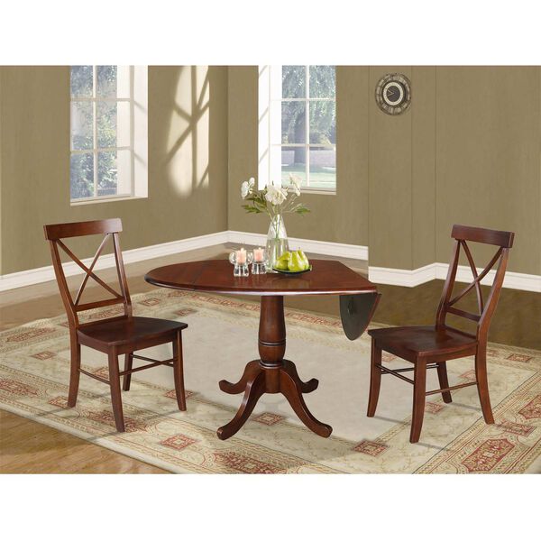 Espresso Round Top Pedestal Table with Chairs, image 2