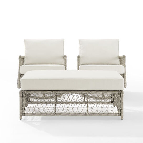 Thatcher Creme and Driftwood Outdoor Wicker Swivel Rocker and Ottoman Set, Three-Piece, image 2