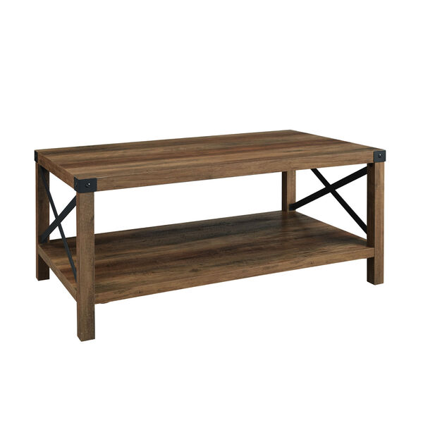Rustic Oak and Black Coffee Table, image 1