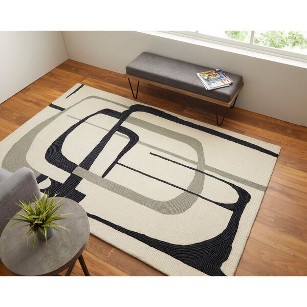 Maguire Abstract Ivory Gray Black Area Rug, image 4