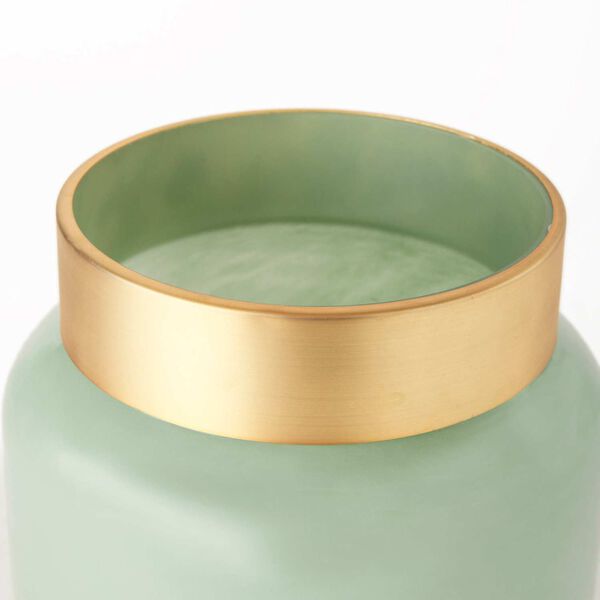 Minty Green Glass Vase with Matte Gold Neck Cuff, image 4