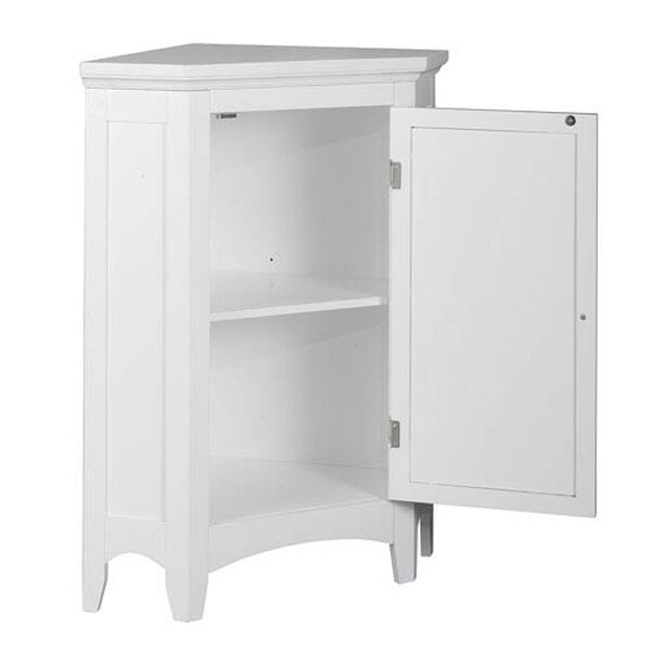 Slone Corner Floor Cabinet with One Shutter Door in White, image 2