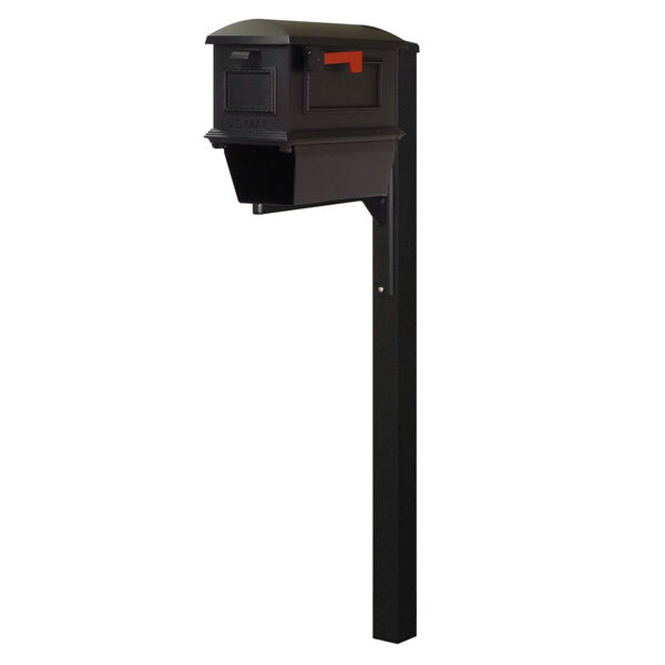 Curbside Black Mailbox with Newspaper Tube and Wellington Mailbox Post, image 1