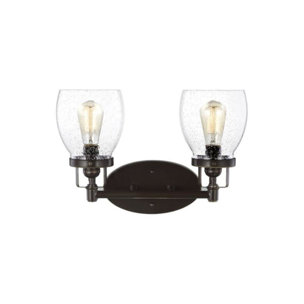 Belton Heirloom Bronze Two-Light LED Wall Bath Fixture with Seeded Glass, image 2