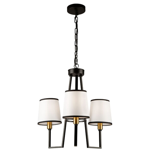 Coco Gold and Black Three-Light Chandelier, image 2