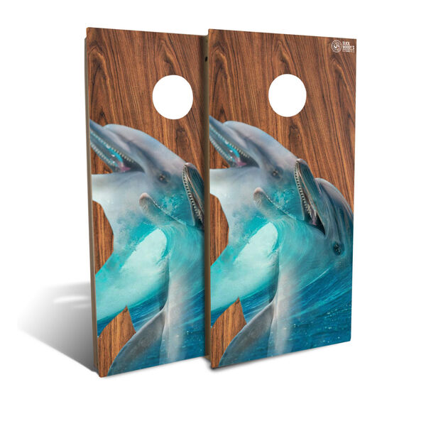 Dolphins Cornhole Board Set with 8 Bags, image 1