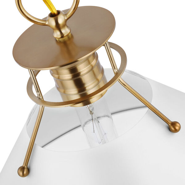 Outpost Matte White and Burnished Brass One-Light Mini Pendant, image 3