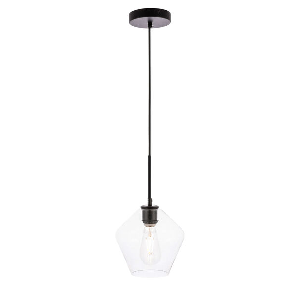 Gene Black Eight-Inch One-Light Mini Pendant with Clear Glass, image 1