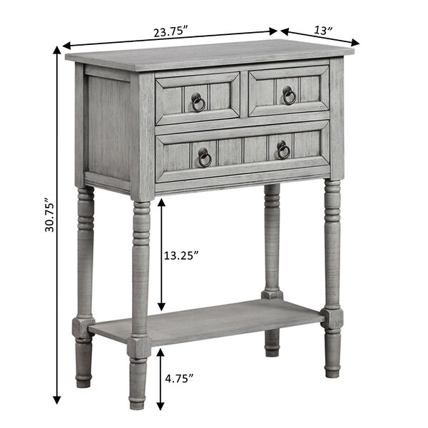 Kendra Light Gray Hall Table with Three Drawers and Shelf, image 5