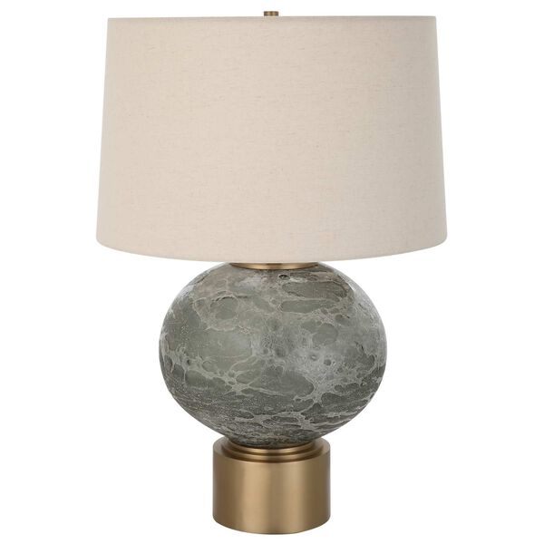 Lunia Gray and Antique Brushed Brass Glass Table Lamp, image 5