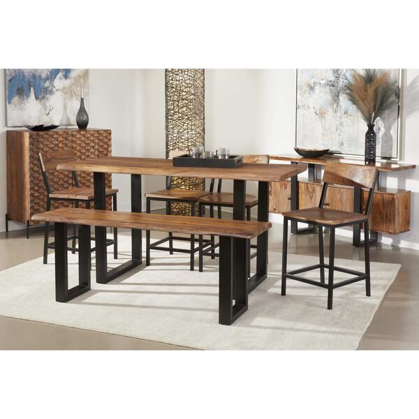 Brownstone III Nut Brown and Black Counter Height Dining Bench, image 2