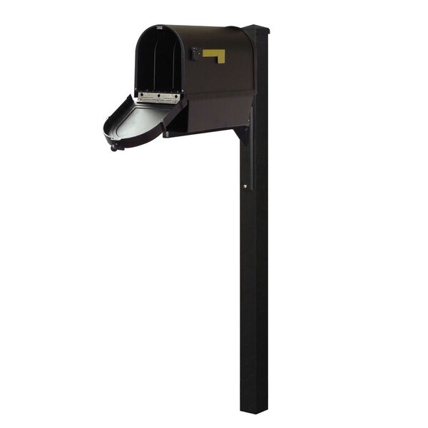 Berkshire Curbside Black Mailbox with Newspaper Tube and Wellington Mailbox Post, image 3