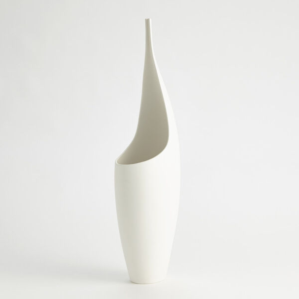 White Curved Tall Stem Vase, image 6
