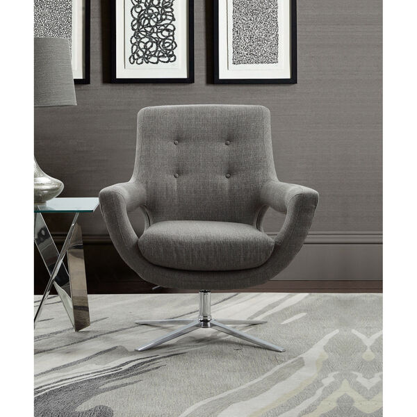 Quinn Gray Polished Chrome Accent Chair, image 1