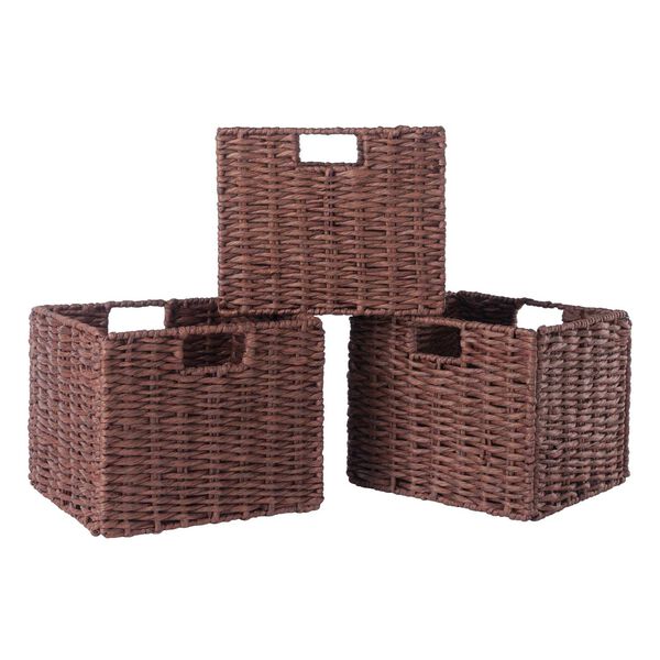 Tessa Walnut Foldable Woven Rope Basket, Set of 3, image 1