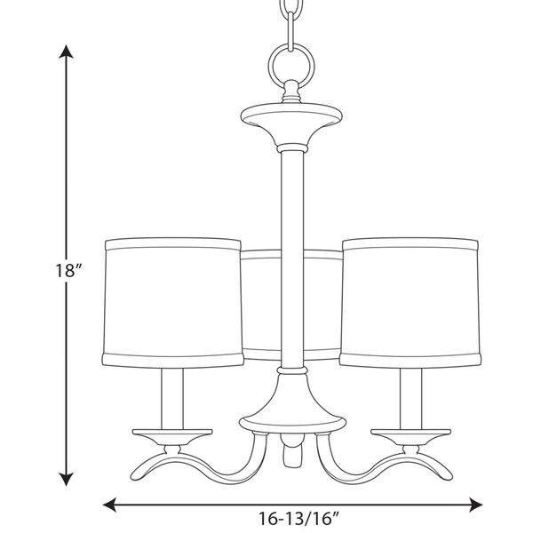 Inspire Brushed Nickel Three-Light Chandelier with Beige Linen Shade Linen Shades, image 4