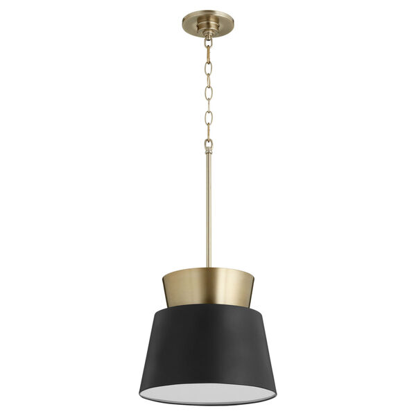 Noir and Aged Brass 12-Inch One-Light Pendant, image 1