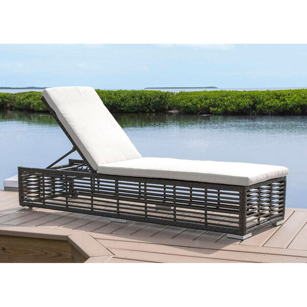Outdoor Chaise Lounge With Wheels and Cushion, image 2