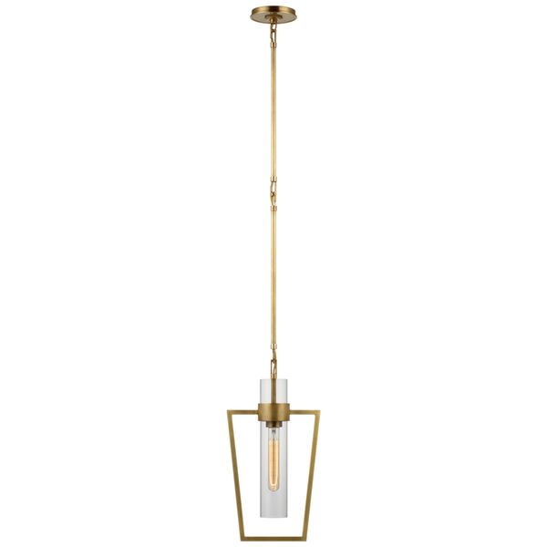 Presidio Petite Caged Pendant in Hand-Rubbed Antique Brass with Clear Glass by Ian K. Fowler, image 1