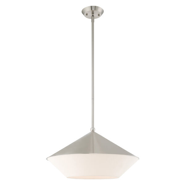 Stockholm Brushed Nickel 18-Inch One-Light Pendant with Brushed Nickel Metal Shade with Hand Crafted Hardback Shade, image 3