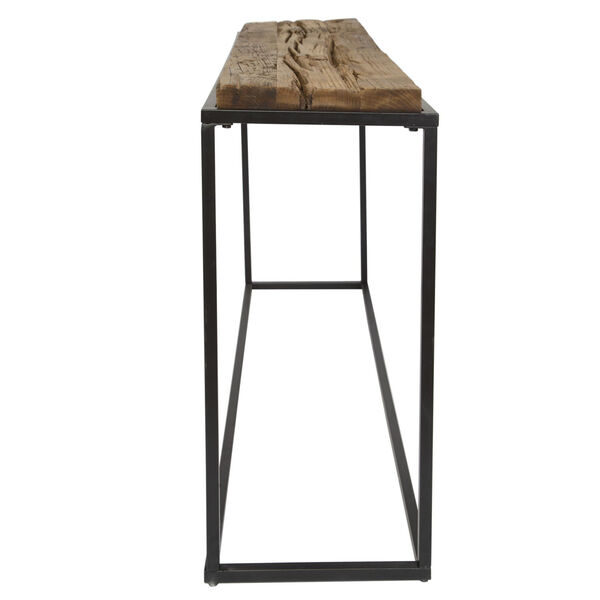 Holston Satin Black and Natural Salvaged Wooden Console Table, image 4