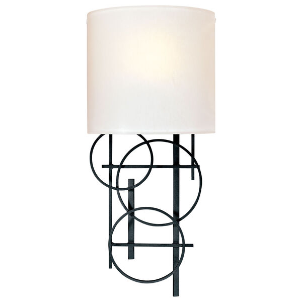 Black Wall Sconce with Pearl Mist Glass, image 1