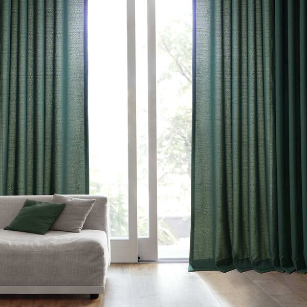 Deep Green Dobby Linen 84-Inch Curtain Single Panel, image 3