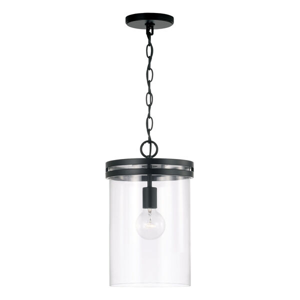 Fuller Matte Black One-Light Pendant with Clear Glass, image 1