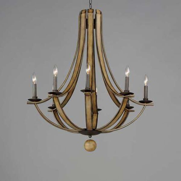 Basque Driftwood Anthracite Eight-Light Chandelier, image 2