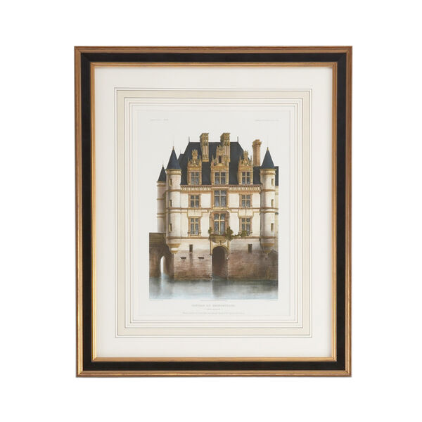 Black and Gold Chateau Chenunceaux Print, image 1