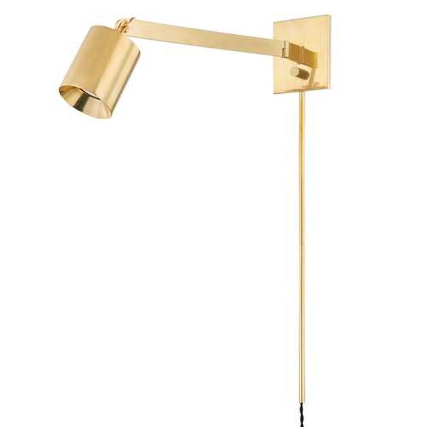Highgrove Aged Brass One-Light Plug-In Wall Sconce, image 1