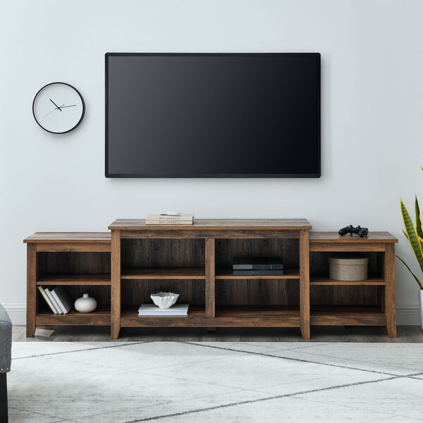 Rustic Oak Tiered Top TV Stand with Storage, image 4