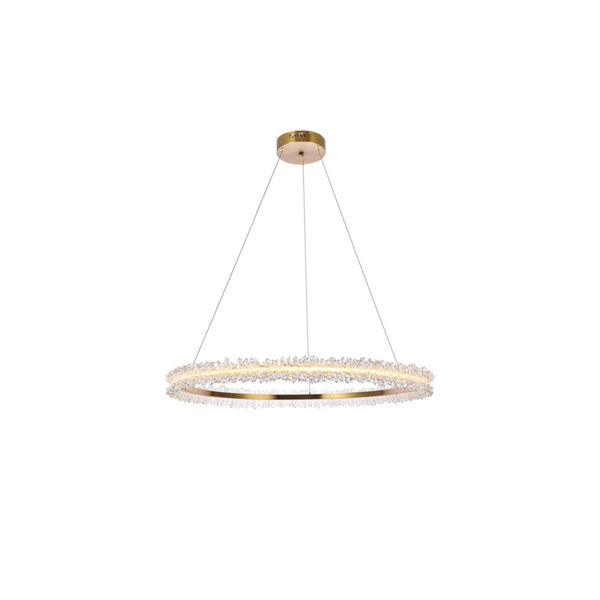 Laurel Gold 34-Inch LED Chandelier with Royal Cut Clear Crystal, image 1
