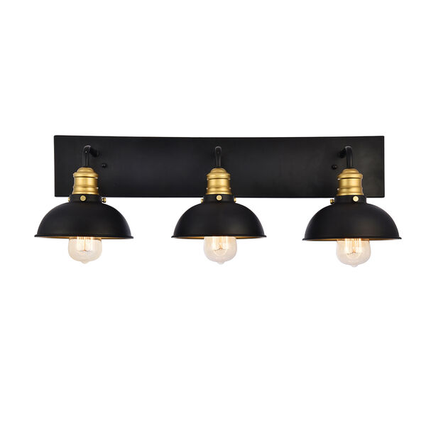 Anders Black and Brass Three-Light Wall Sconce, image 1