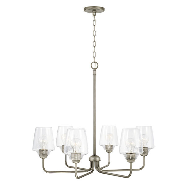 Miller Graphite Six-Light Chandelier with Clear Ribbed Glass, image 3