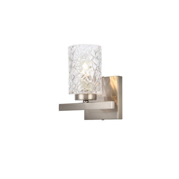Cassie Satin Nickel and Clear Shade One-Light Bath Vanity, image 3