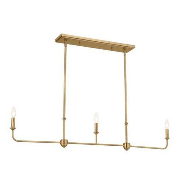 Pallas Brushed Natural Brass Three-Light Linear Chandelier, image 5