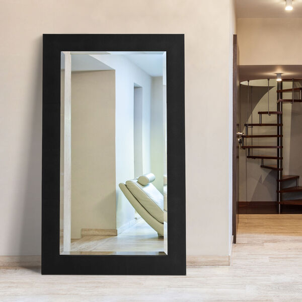 Shagreen Black 80 x 48-Inch Beveled Floor Mirror, image 3