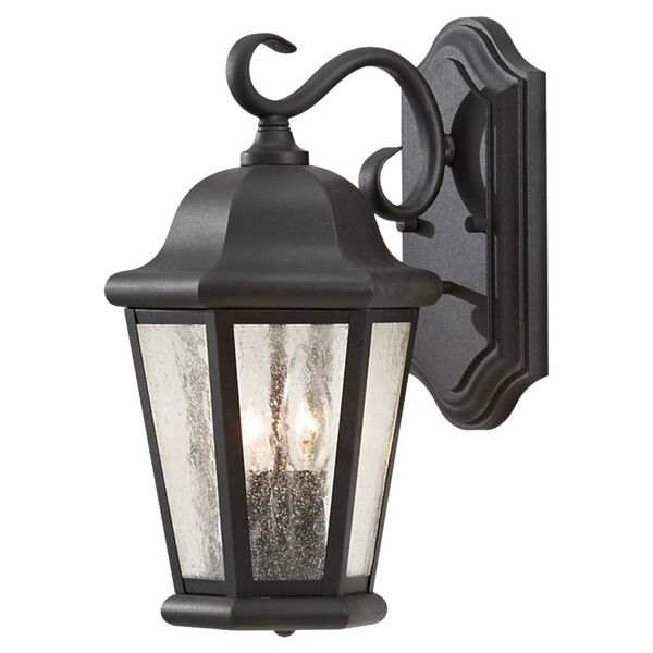 Martinsville Black Outdoor Wall Lantern Light - Width 8 Inches, image 1