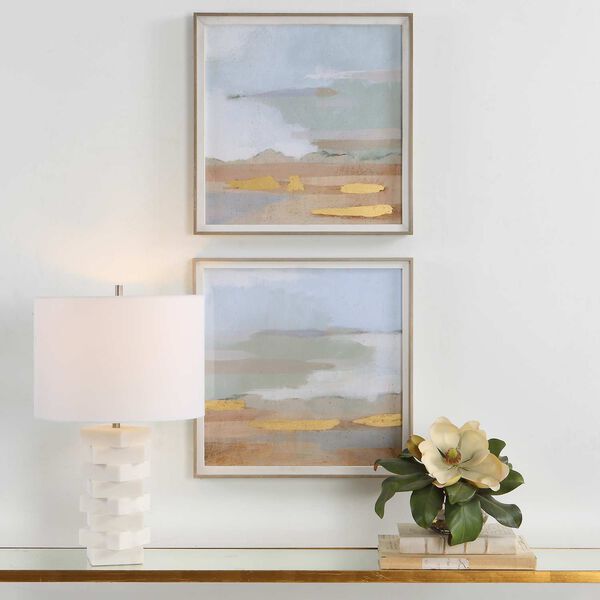 Abstract Coastline Natural Framed Prints, Set of 2, image 1